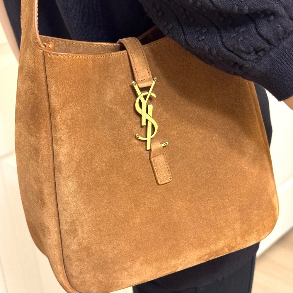 YSL Yves Saint Laurent 5 A 7 Brown Suede Supple Shoulder Hobo Bag - Picture 3 of 14